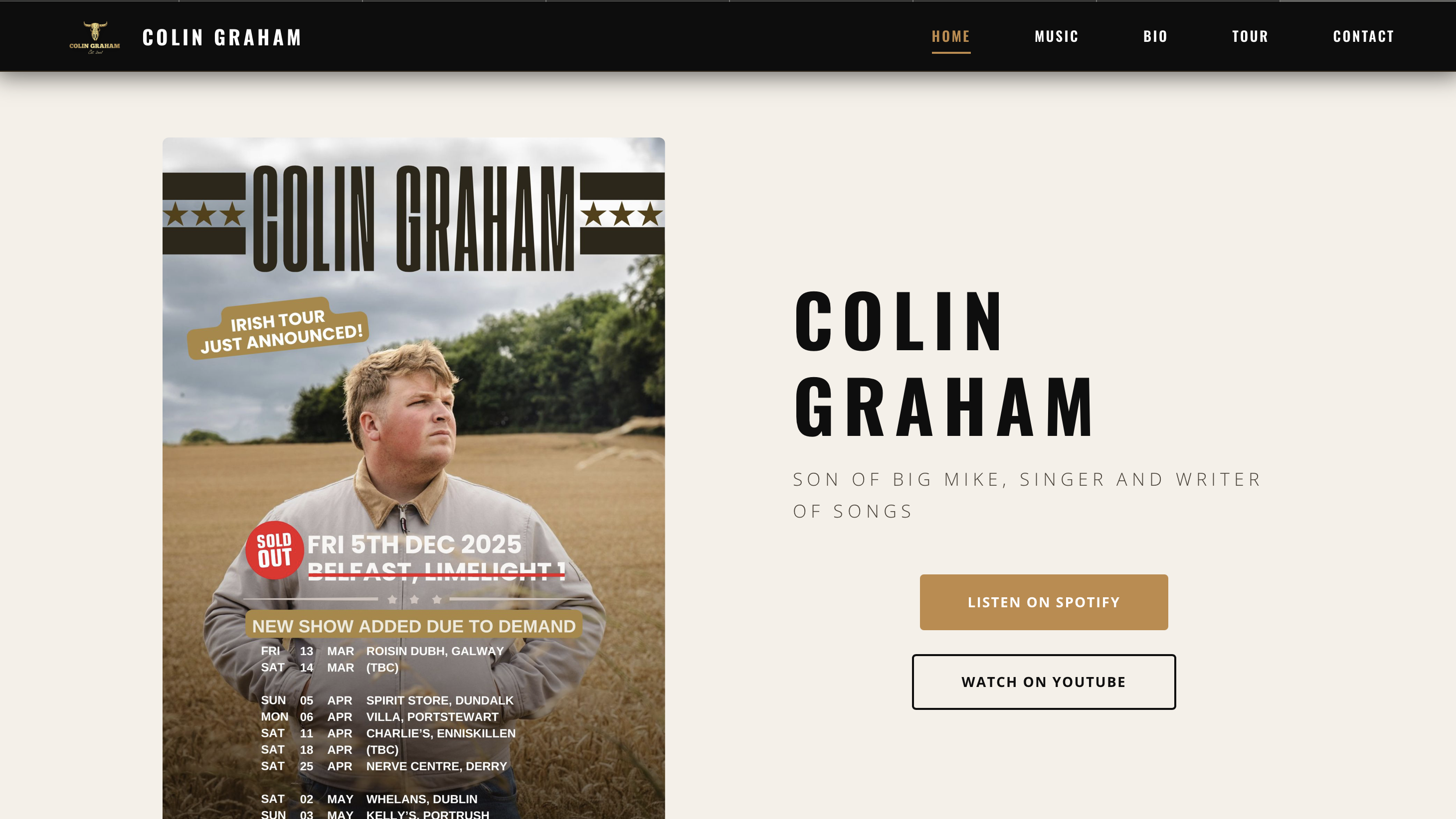 Colin Graham Music desktop view