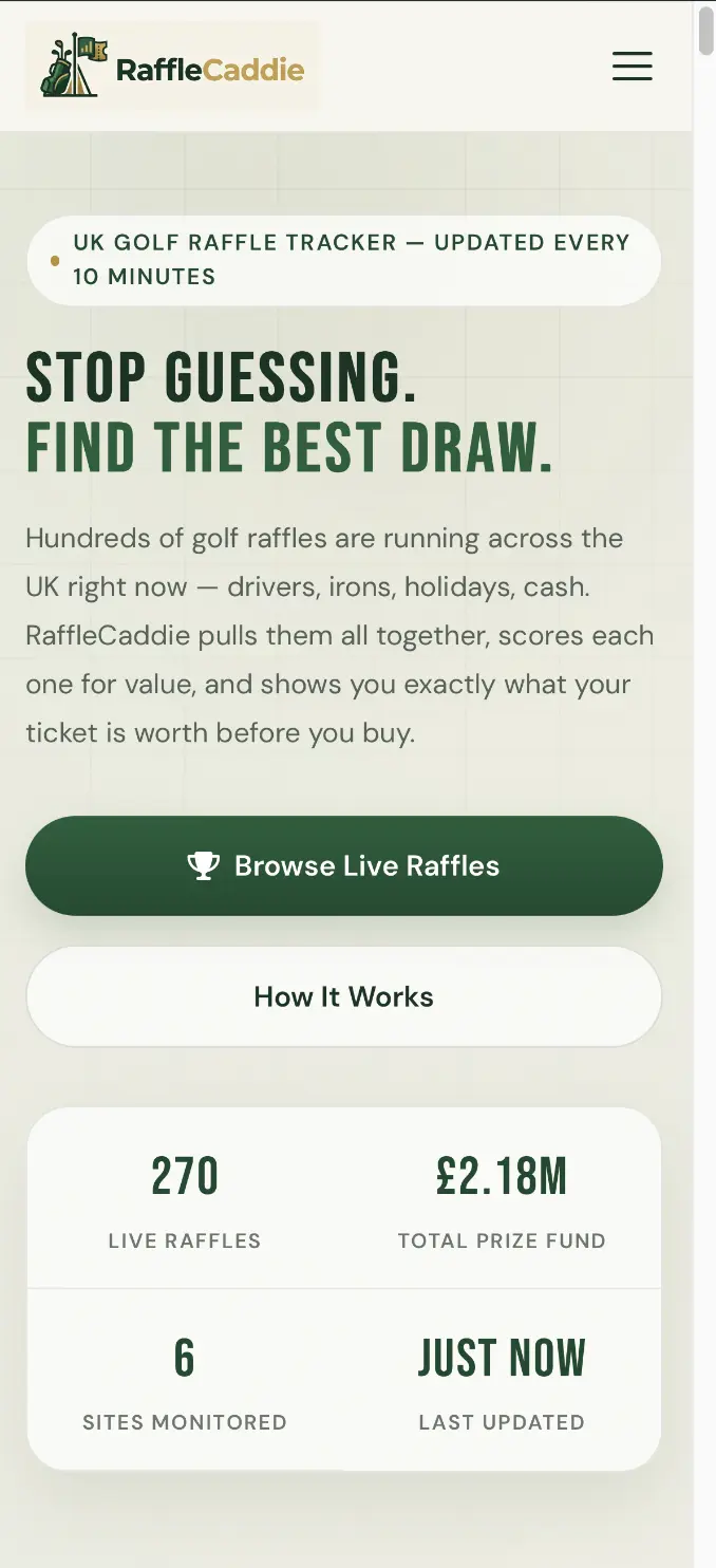 RaffleCaddie — mobile view